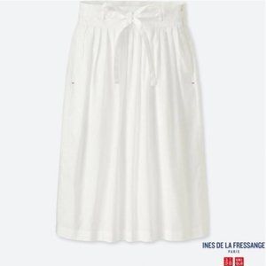 Uniqlo Ines de la Fressange White Linen Midi Skirt